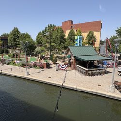Looking out over the canal from the deck area at restaurant