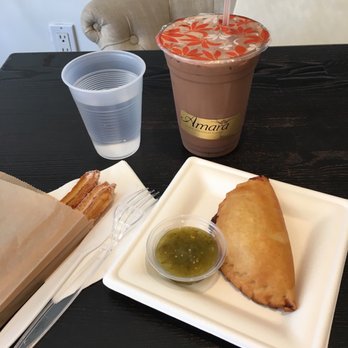 Amara Chocolate & Coffee - Chicken empanadas & cacao latte (comes w two free churros!!) - Coffee & Tea Near Me - Pasadena, California