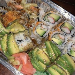 Shrimp tempura roll, California roll and Bruce's roll!