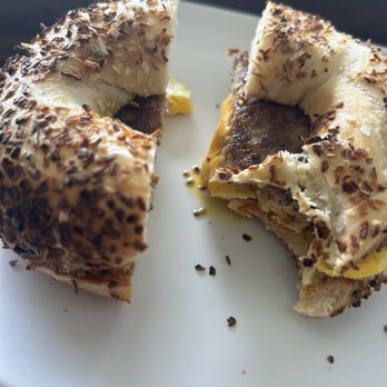 Boulevard Bagel - Sausage egg cheese onion bagel - Bagels Near Me - Sugar Land, Texas Boulevard Bagel - Sausage egg cheese onion bagel - Bagels Near Me - Sugar Land, Texas