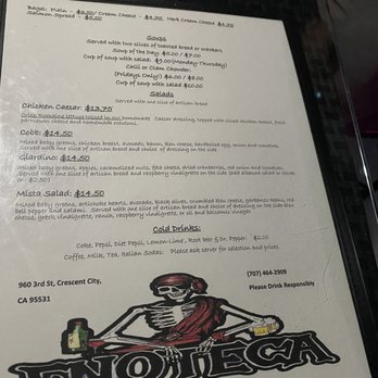 Enoteca - Menu - Bars Near Me - Crescent City, California