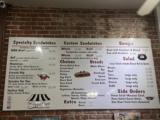 Menu photo 1 The Upper Crust Sandwich Shoppe Riverside, CA Menu photo 1 The Upper Crust Sandwich Shoppe Riverside, CA