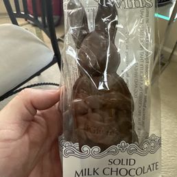 Solid milk chocolate Easter bunny fro m Kilwins. Savannah ga. I would show u the amazing peanut butter Edd bit it is GONE. Solid milk chocolate Easter bunny fro m Kilwins. Savannah ga. I would show u the amazing peanut butter Edd bit it is GONE.