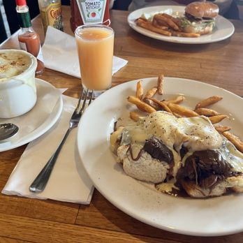 The Kettle - Pot Roast Benedict w. fries (instead of breakfast potatoes) & guava juice French Market Onion Soup came w. BLT & Avo sandwich - Diners Near Me - Manhattan Beach, California The Kettle - Pot Roast Benedict w. fries (instead of breakfast potatoes) & guava juice French Market Onion Soup came w. BLT & Avo sandwich - Diners Near Me - Manhattan Beach, California