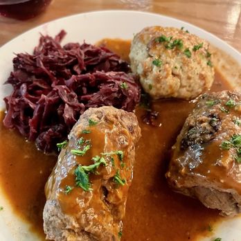 Café Berlin - Beef Rouladen with Braised Red Cabbage and a Bread Dumpling. - German Near Me - Las Vegas, Nevada
