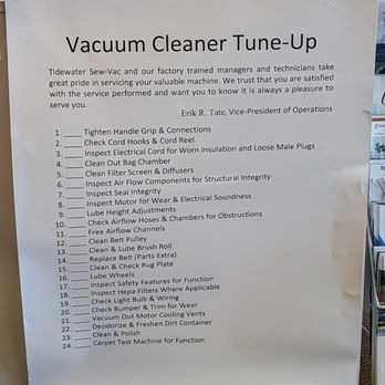 Tidewater Sew-Vac - This is what is included in a Vacuum Cleaner Tune-Up.  Photo taken February 1, 2025. - Appliances & Repair Near Me - Virginia Beach, Virginia
