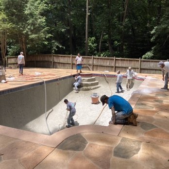 Dolphin Pool Services - Big team to tackle the pool replastering - Pool Cleaners Near Me - Springfield, Virginia