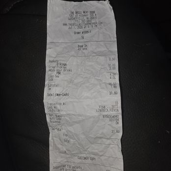 The Grill Next Door - The actual receipt - Burgers Near Me - Gardnerville, Nevada The Grill Next Door - The actual receipt - Burgers Near Me - Gardnerville, Nevada
