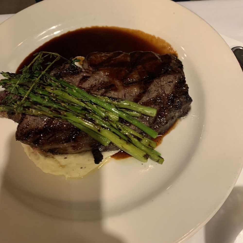 Bistro 45 - Ribeye Steak with asparagus not green beans as I mistyped in review - New American Near Me - Pasadena, California Bistro 45 - Ribeye Steak with asparagus not green beans as I mistyped in review - New American Near Me - Pasadena, California