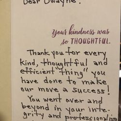 Kama'aina Movers - Letter from customer that didn't know how to use Yelp ratings. So se sent Kama'aina movers a Thank you card.