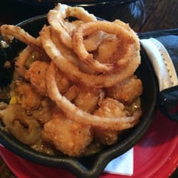 Cowboy Jack’s - Tater top appetizer. Mmm.  Shepard's Pie w tater tots & crispy onion rings on top of a mildly spicy beef, veggies w gravy