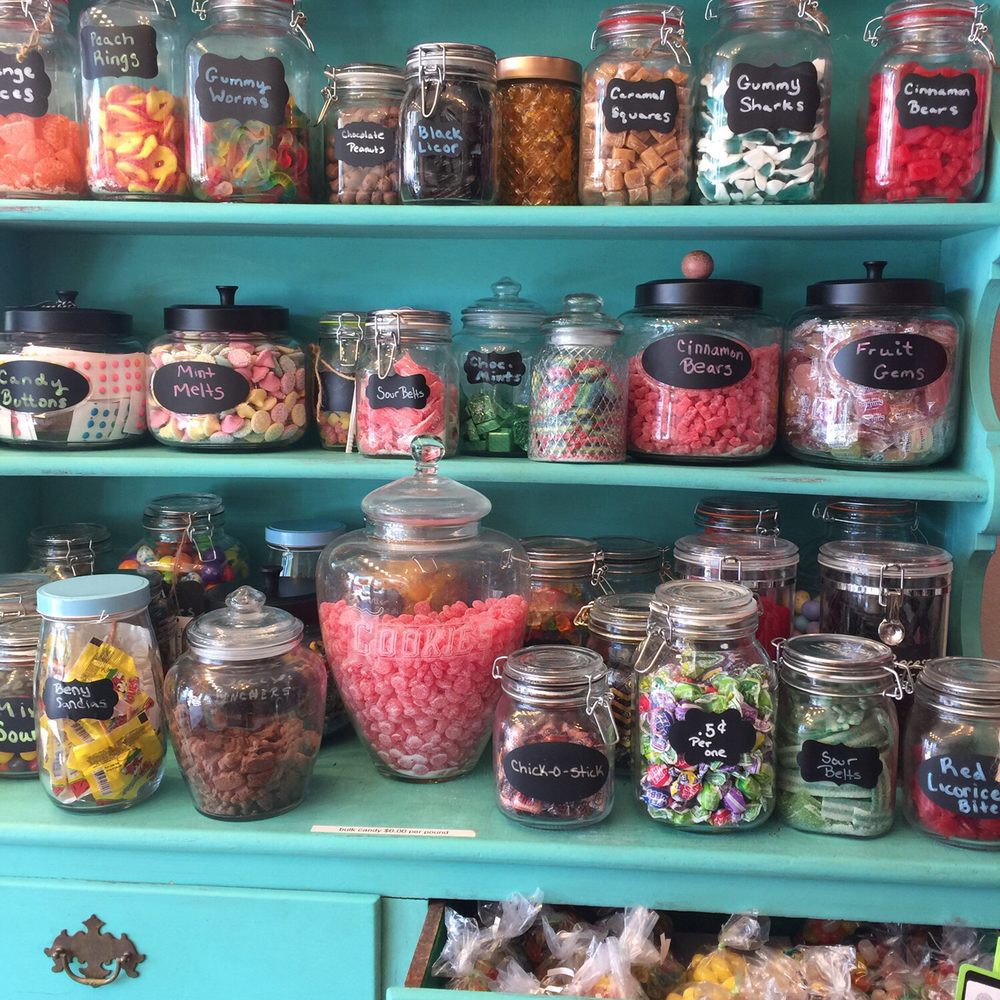 Shiny Sugar - a shelf full of jars of candy - Candy Stores Near Me - Hanford, California Shiny Sugar - a shelf full of jars of candy - Candy Stores Near Me - Hanford, California