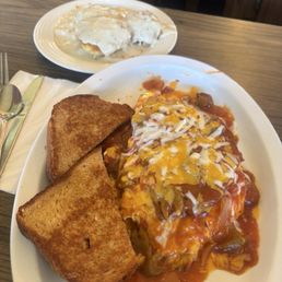 Meatloaf Omelette and Biscuits and Gravy