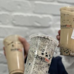 Sharetea - Oreo ice blended w pearl, and (2) QQ happy family milk tea