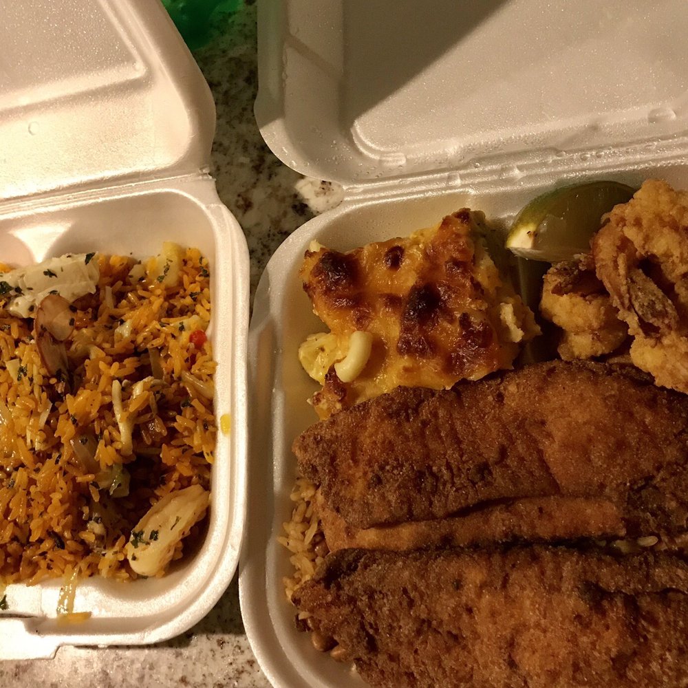 La Bella Cafe - Seafood rice & Fish and shrimp dinner - Soul Food Near Me - Pompano Beach, Florida La Bella Cafe - Seafood rice & Fish and shrimp dinner - Soul Food Near Me - Pompano Beach, Florida