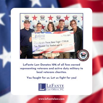 LeFante Law Offices - LeFante Law proudly donates 10% of all fees earned representing veterans and active duty military to local veterans charities. - Personal Injury Law Near Me - Peoria, Illinois LeFante Law Offices - LeFante Law proudly donates 10% of all fees earned representing veterans and active duty military to local veterans charities. - Personal Injury Law Near Me - Peoria, Illinois