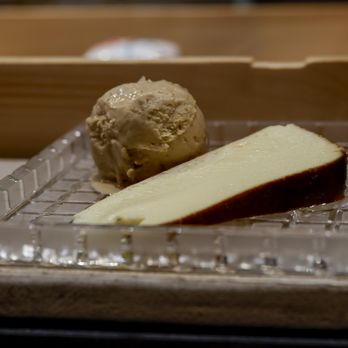 Sushi Aozora - Cheesecake with hojicha ice cream (and japanese whiskey drizzle) - Japanese Near Me - New York, New York