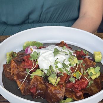 Bosscat Kitchen & Libations - Mushroom chilaquiles (I think that's the name). There was no meat and it was delicious. - New American Near Me - Irvine, California