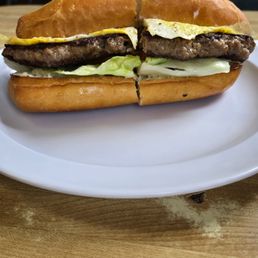 Burger steak & egg sandwich Burger steak & egg sandwich