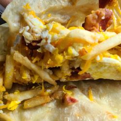 Inside of breakfast burrito