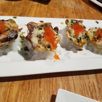 Ebisu - Oyster Dynamite - baked oyster and sea Urchin covered with spicy mayo and tobiko - Sushi Bars Near Me - San Francisco, California Ebisu - Oyster Dynamite - baked oyster and sea Urchin covered with spicy mayo and tobiko - Sushi Bars Near Me - San Francisco, California