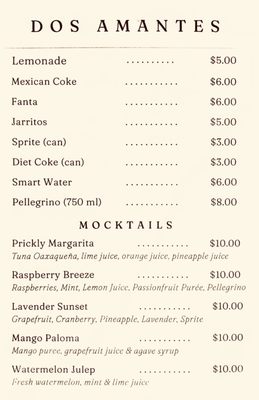 Menu photo 1 Dos Amantes Los Angeles, CA