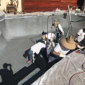 Del Rey Pool Plastering - Mini-pebble stone being applied - Pool & Hot Tub Service Near Me - San Fernando, California