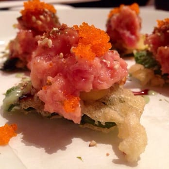 iSushi - Tune on top of tempura and basil - Sushi Bars Near Me - Castro Valley, California