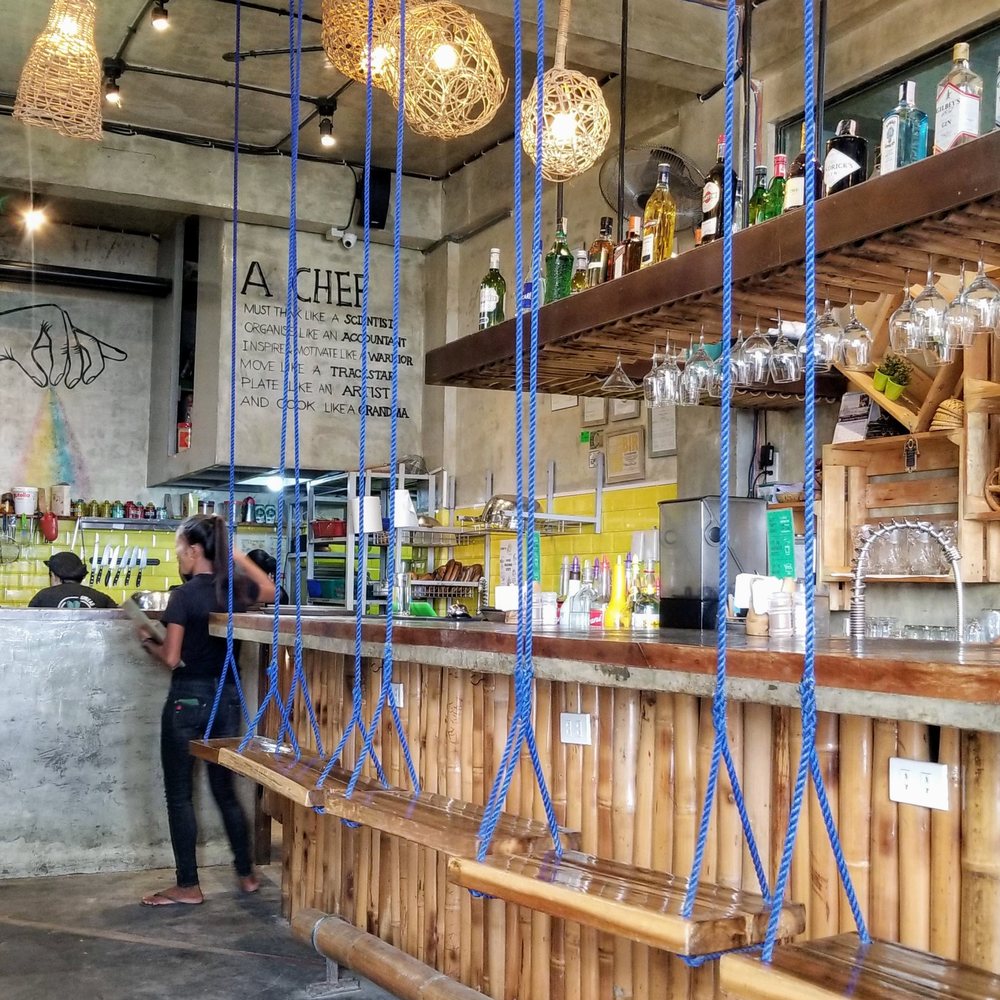 Happiness Beach Bar - Swinging bar chairs - Bars Near Me - El Nido, PLW Happiness Beach Bar - Swinging bar chairs - Bars Near Me - El Nido, PLW