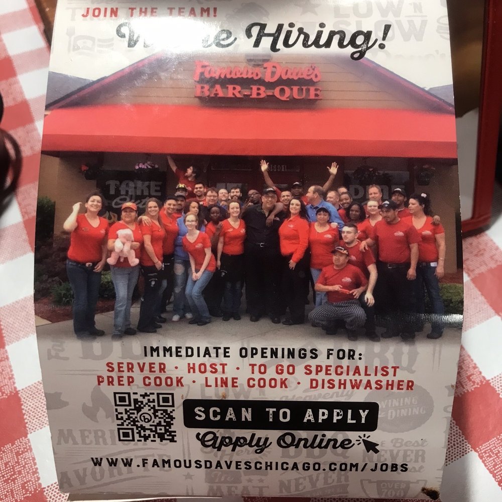 Famous Dave's Bar-B-Que - Now hiring - Barbeque Near Me - Addison, Illinois