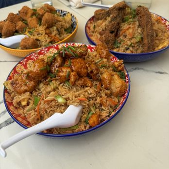 The Ginger Mule - Tofu, mushrooms and cauliflower fried rice with bok chow, broccoli and eggs. - Vegan Near Me - Houston, Texas