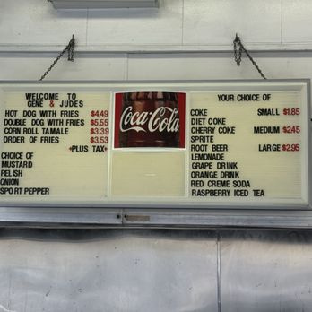 Gene & Jude's - Menu board, circa Nov 2025. - Fast Food Near Me - River Grove, Illinois Gene & Jude's - Menu board, circa Nov 2025. - Fast Food Near Me - River Grove, Illinois