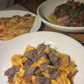 Aurora - Agnolotti truffle special in front, two sheet spinach lasagna, and iberico special in the back. All three were delicious - Italian Near Me - Brooklyn, New York