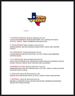 Menu photo 2 Texsubs Belton, TX