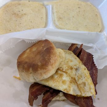The Bait Shop - Bacon egg and cheese biscuit with grits - Grocery Near Me - Columbus, Georgia