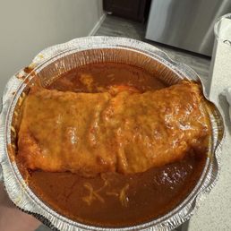 Rice and Bean Burrito Enchilada Style Rice and Bean Burrito Enchilada Style