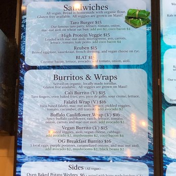 Moku Roots - Menu #1 - Vegan Near Me - Kula, Hawaii