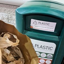 Time to recycle all my plastic bags and then this paper bag in its own bin
