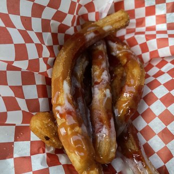 Churros Don Abel - Churros with condensed milk, cajeta, and strawberry syrup. This is #6 from the menu!! - Food Trucks Near Me - Anaheim, California Churros Don Abel - Churros with condensed milk, cajeta, and strawberry syrup. This is #6 from the menu!! - Food Trucks Near Me - Anaheim, California