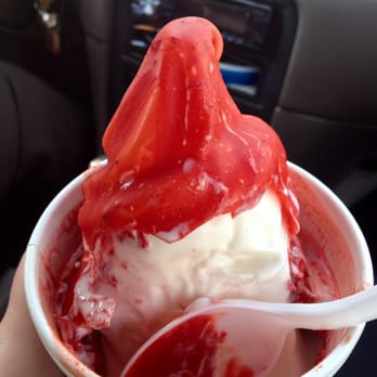 Broadway Dairy Maid - eating my small cherry dip from the bottom up - messy (even in a cup) but delicious! - Ice Cream & Frozen Yogurt Near Me - Everett, Massachusetts