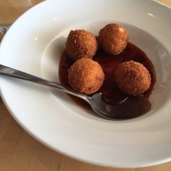 Seed Kitchen & Bar - White corn grit fritters with jalapeño pepper jelly! - American Near Me - Marietta, Georgia