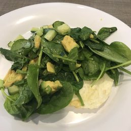 Wihite egg omelette which came w/ cheese and salsa but I asked for w/o it was so good only 340 calories or less since I