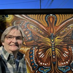 Mural at entrance to Monarch
