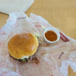 Arby's - Miniscule, overpriced sandwich with condiment cup for scale.
