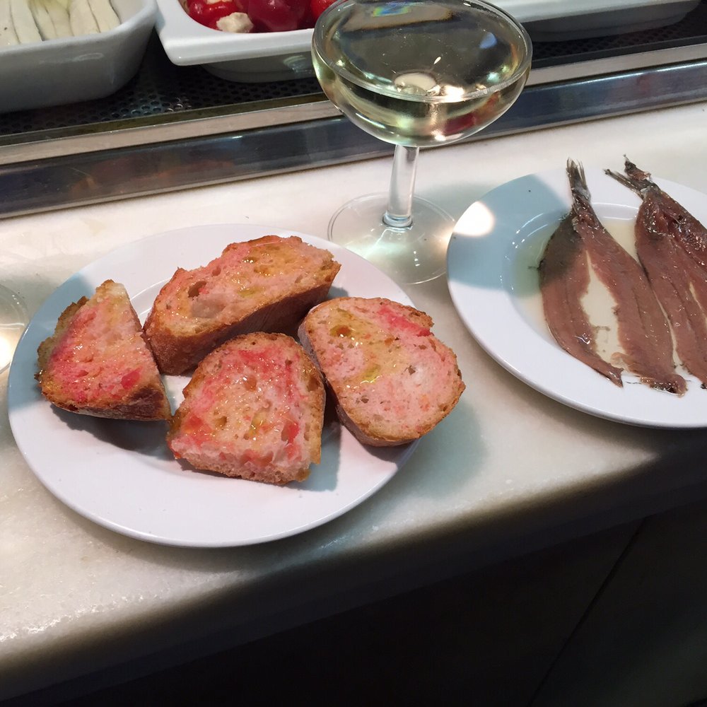 El Xampanyet - Really breach anchovies and pan con tomate - Tapas Bars Near Me - Barcelona, B