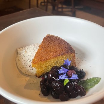 Cella Restaurant & Bar - Almond torte with blueberries (my favorite) - New American Near Me - Monterey, California