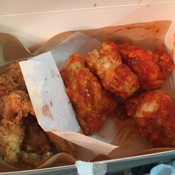 The Jin - Half and half soy garlic (left) and spicy (right) boneless chicken, delivery. - Korean Near Me - New York, New York The Jin - Half and half soy garlic (left) and spicy (right) boneless chicken, delivery. - Korean Near Me - New York, New York