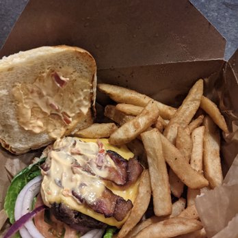 Denizens Brewing - Denizen burger. Medium with fries. - Breweries Near Me - Riverdale Park, Maryland