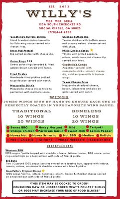 Menu photo 7 Willy's Mex Mex Grill Social Circle, GA Menu photo 7 Willy's Mex Mex Grill Social Circle, GA
