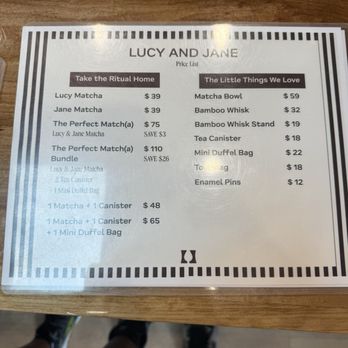 Lucy and Jane - Menu - Coffee & Tea Near Me - Boston, Massachusetts Lucy and Jane - Menu - Coffee & Tea Near Me - Boston, Massachusetts